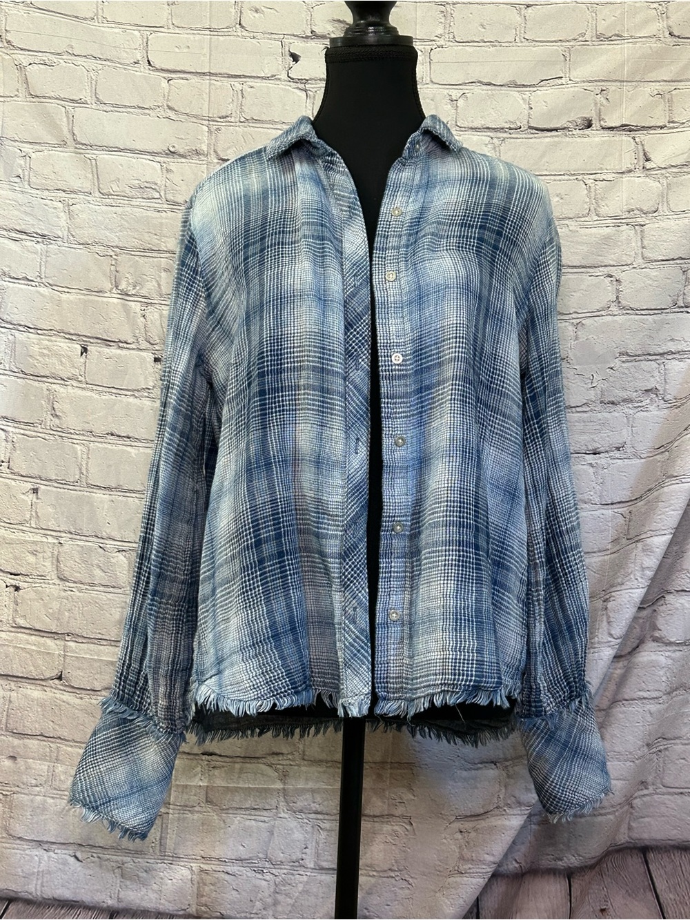 cloth & stone Blue Plaid Relaxed Button-Up Jacket